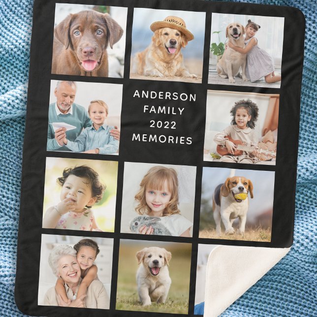 Simple Photo Collage Personalized 11 Picture Sherpa Blanket (Creator Uploaded)