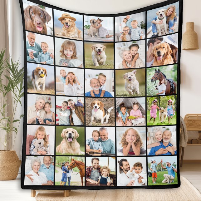 Simple Photo Collage Personalized 30 Picture Fleece Blanket (Creator Uploaded)