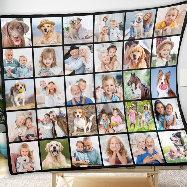 Simple Photo Collage Personalized Multi 30 Picture Fleece Blanket (Creator Uploaded)