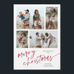 Simple Photo Collage Script Merry Christmas Magnet<br><div class="desc">Simple 4 Photo Collage Script Merry Christmas Holiday Magnetic Card. Click the edit button to customize with your photos and text.</div>