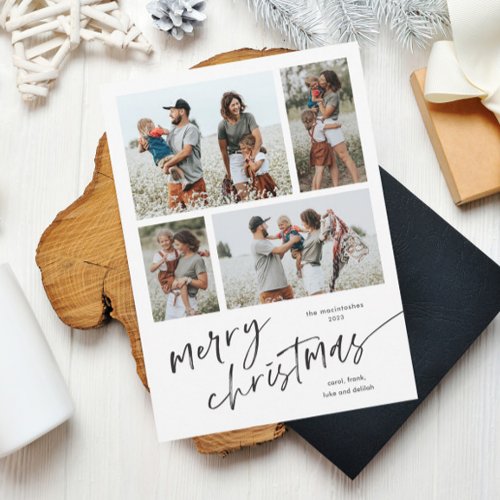 Simple Photo Collage Script Merry Christmas Magnet
