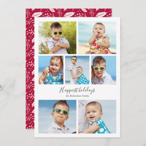 Simple Photo Collage Seven Pictures Custom Holiday Card