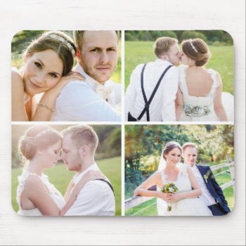Simple Photo Collage Wedding Mouse Pad by NoteworthyPrintables at Zazzle