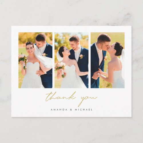 Simple Photo Collage Wedding Thank You Postcard