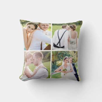 Simple Photo Collage Wedding Throw Pillow by NoteworthyPrintables at Zazzle