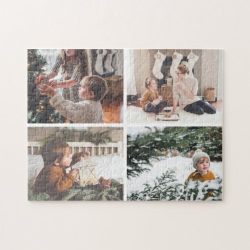 Simple Photo Collage with 4 Family Photos Grid Jigsaw Puzzle
