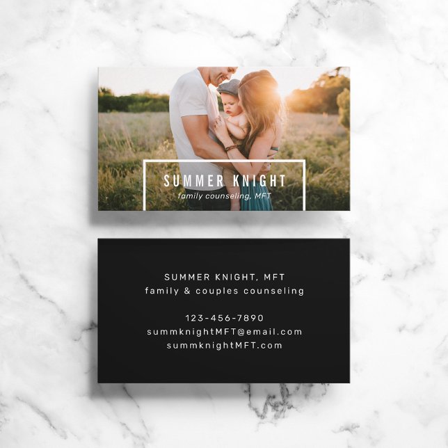 Simple Photo Counselor Marriage Family Therapist Business Card (Creator Uploaded)