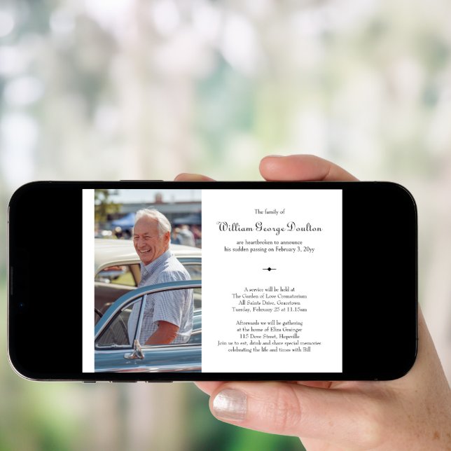 Simple Photo Death Notice and Funeral Invitation (Front Digital)