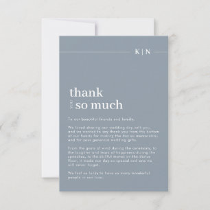 Simple Photo Dusty Blue Monogram Wedding  Thank You Card