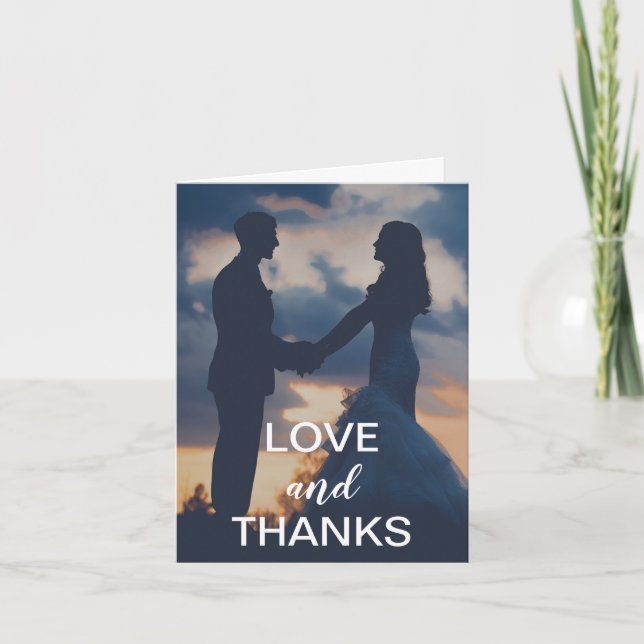 Simple Photo Elegant Bold Modern Wedding Thank You Card (Front)