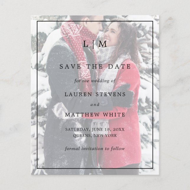 Simple Photo Elegant Budget Wedding Save The Date Flyer (Front)