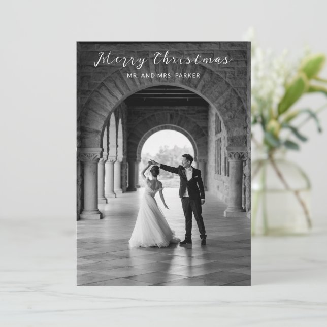 Simple Photo Elegant Christmas Holiday Card (Standing Front)