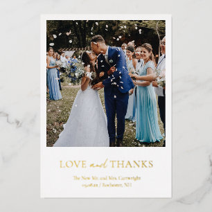 Simple Photo Elegant Foil Wedding Thank You Card