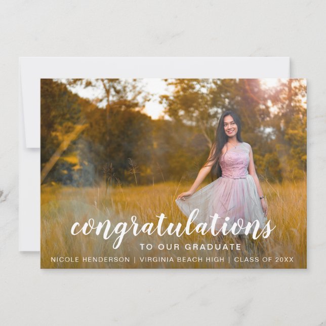 Simple Photo Elegant Graduation Announcement (Front)
