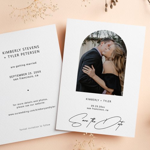 Simple photo elegant script wedding save the date