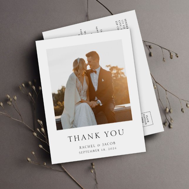 Simple Photo Elegant Wedding Thank You Postcard (Creator Uploaded)