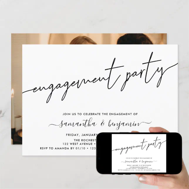 Simple Photo Engagement Party Invitation | Zazzle