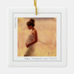 Simple Photo Expecting Baby Due Date Ceramic Ornament<br><div class="desc">Simple Photo Expecting Baby Due Date. A single line border is around your photo. Minimal style for this fully customisable design,  easily personalise the text and replace the photo with your own. The same design is on both sides.</div>