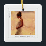 Simple Photo Expecting Baby Due Date Ceramic Ornament<br><div class="desc">Simple Photo Expecting Baby Due Date. A single line border is around your photo. Minimal style for this fully customisable design,  easily personalise the text and replace the photo with your own. The same design is on both sides.</div>