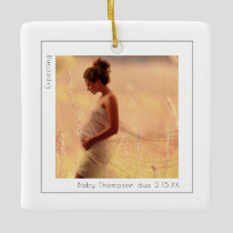 Simple Photo Expecting Baby Due Date Ceramic Ornament