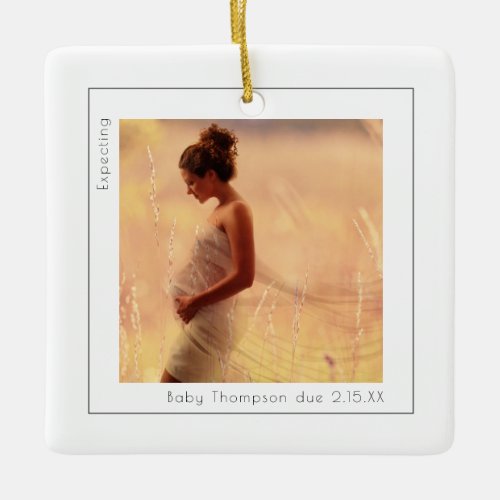 Simple Photo Expecting Baby Due Date Ceramic Ornament