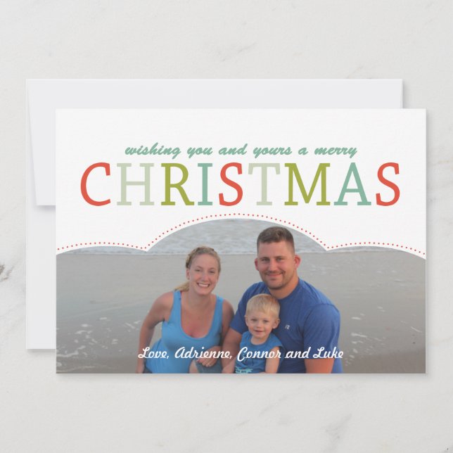 Simple photo Family Christmas Card modern colors (Front)