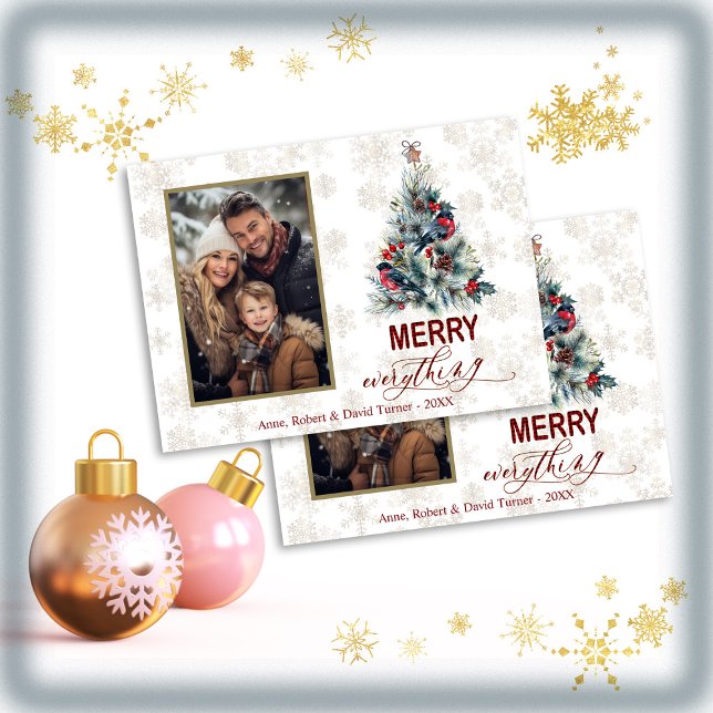 Simple Photo Family Merry Everything Holidays Invitation (Christmas everything wishes photo family, holidays greetings photo family)