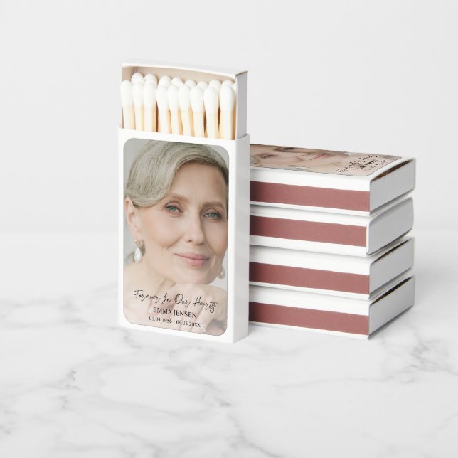 Simple Photo Funeral Celebration of Life Matchboxes (Stacked)