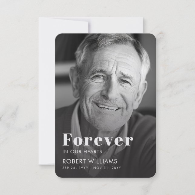 Simple Photo Funeral Forever In Our Hearts Invitation (Front)