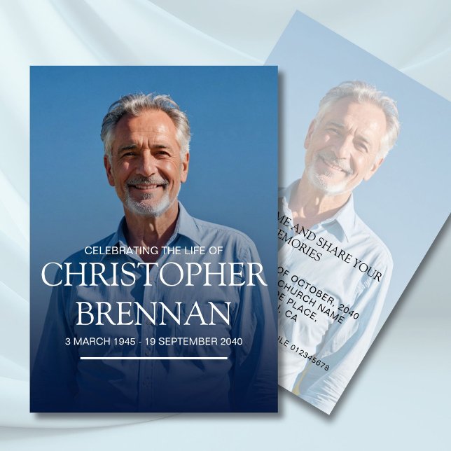 Simple Photo Funeral Memorial Celebration of Life Invitation (Creator Uploaded)