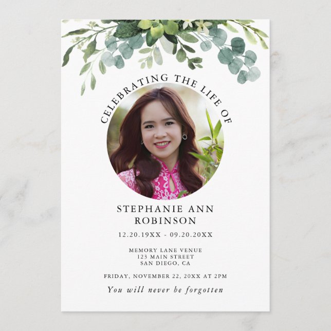 Simple Photo Funeral Memorial Order of Service Program (Front)