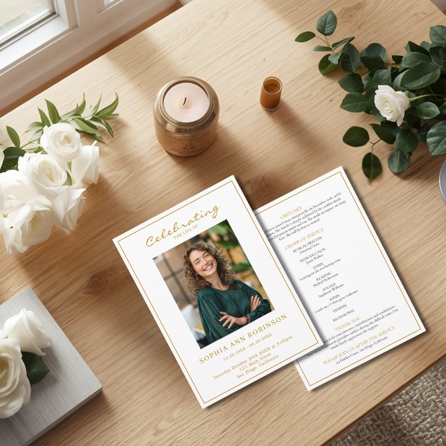 Simple Photo Funeral Memorial Order Of Service Program (Creator Uploaded)