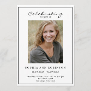 Simple Photo Funeral Memorial Order Of Service Program