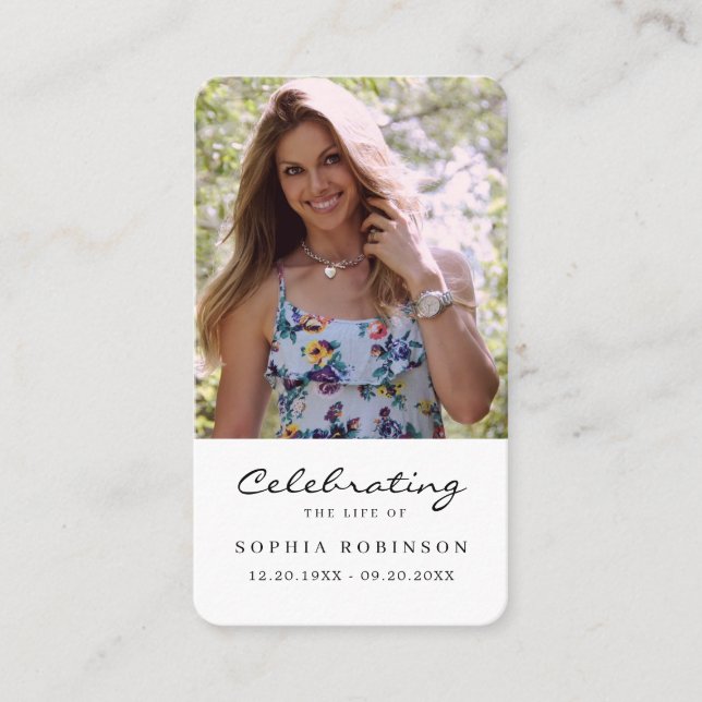 Simple Photo Funeral Memorial Prayer Card (Front)