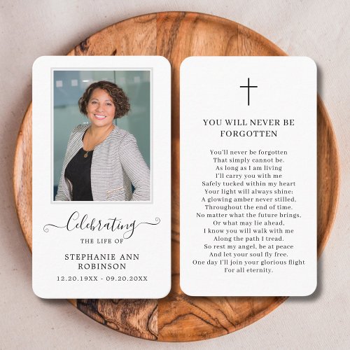 Simple Photo Funeral Memorial Prayer Card