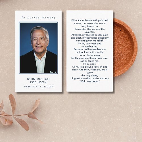 Simple Photo Funeral Memorial Sympathy Prayer Card