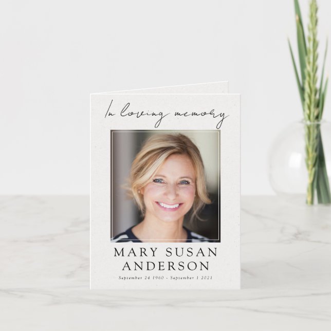 Simple Photo Funeral Memorial Thank You Note Card (Front)