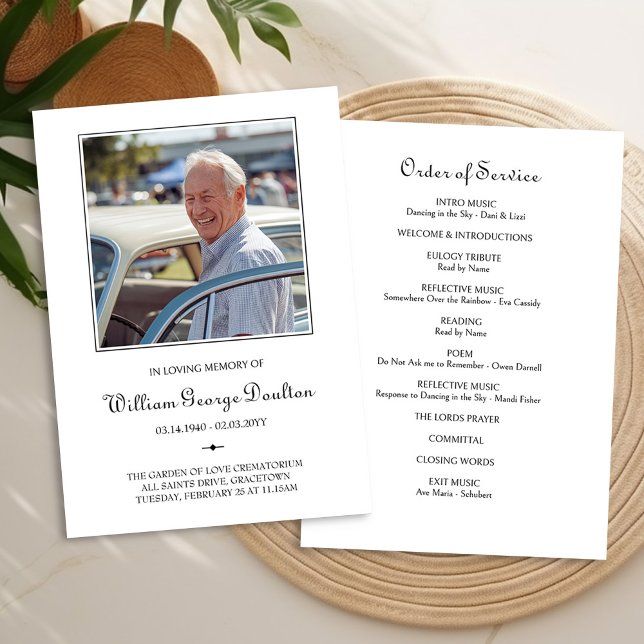 Simple Photo Funeral Order of Service Program (Funeral Order of Service Program with photo by Darling & May)