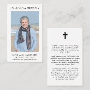 Simple Photo Funeral Prayer Card