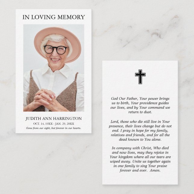 Simple Photo Funeral Prayer Card (Front/Back)