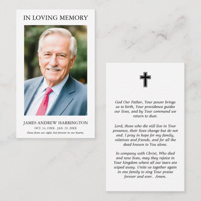 Simple Photo Funeral Prayer Card (Front/Back)