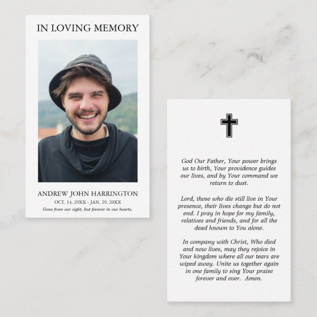 Simple Photo Funeral Prayer Card (Front/Back)