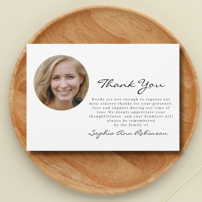 Simple Photo Funeral Remembrance Thank You Note Card (Creator Uploaded)