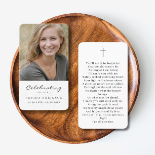 Simple Photo Funeral Sympathy Prayer Card