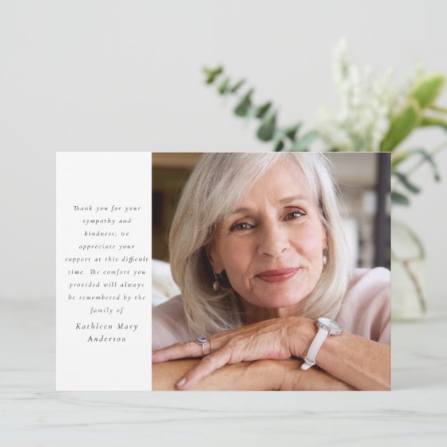 Simple Photo Funeral Sympathy Thank You Card (Standing Front)