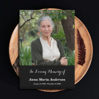 Simple Photo Funeral Thank You Black Card