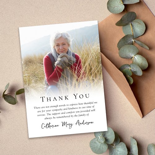 Simple Photo Funeral  Thank You Card