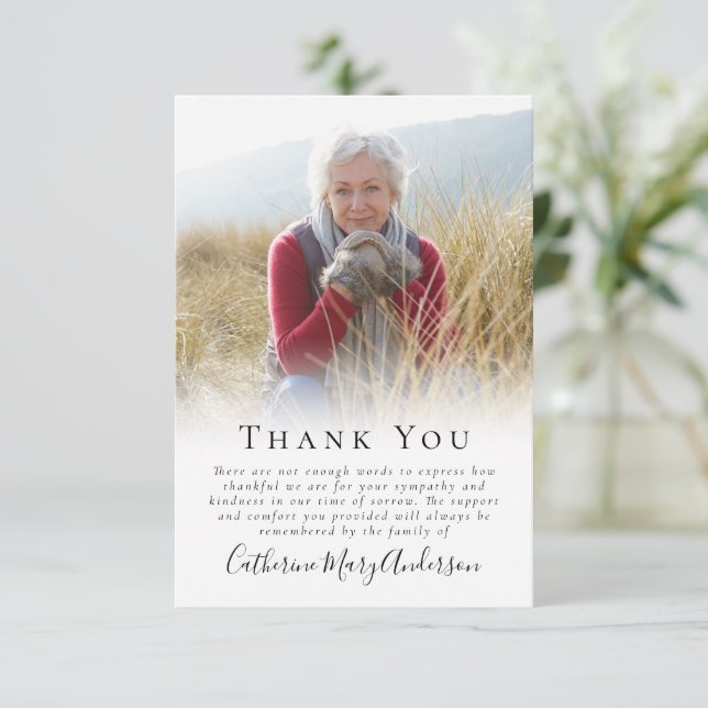 Simple Photo Funeral  Thank You Card (Standing Front)