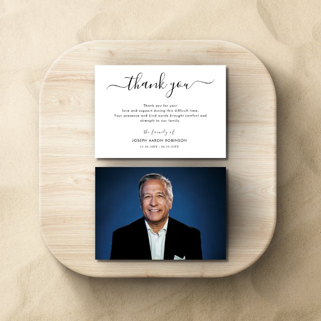 Simple Photo Funeral Thank You Note Card (Creator Uploaded)