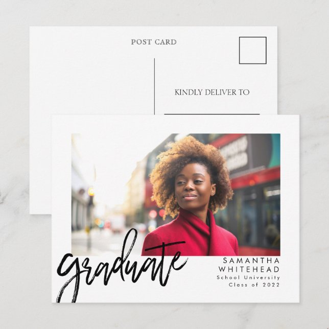 Simple Photo Graduate Announcement 2022 Postcard (Front/Back)